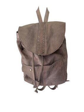 Day & Mood Leather Backpack Braided Flap Snap Drawstring Pockets Gray Bohemian DAY&MOOD Drawstring Leather Exterior Bags & Handbags for  main image 4